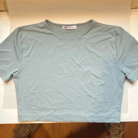 Zara Women's Blue/Grey Crop-top Size L - Picture 2 of 3